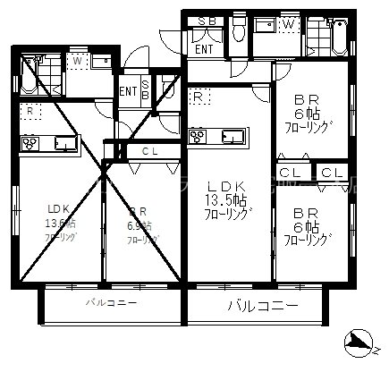 リーフ八雲   ２０２号室 間取り