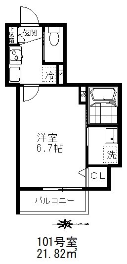 アルソーレⅡ  １０１号室 間取り