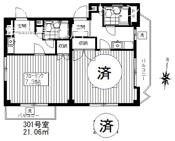 ドーマハイツ  ３０１号室 間取り