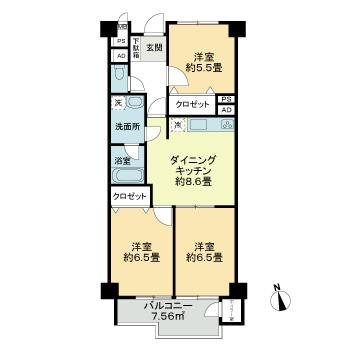 自由が丘パインクレスト 303号室 間取り