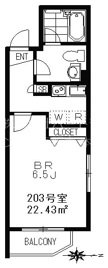 シェソワ 奥沢  ２０３号室 間取り
