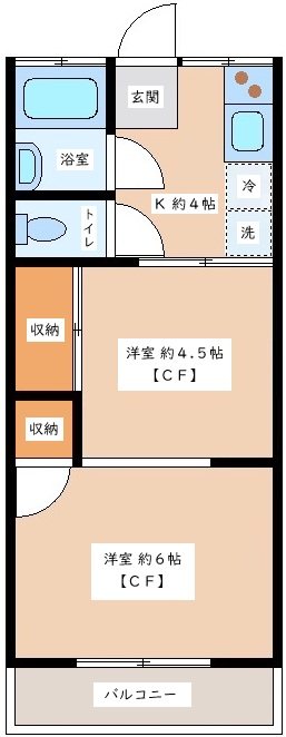 筑波荘 1-3号室 間取り