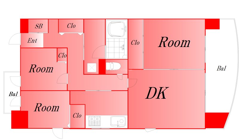 カリフール東中延  702号室 間取り