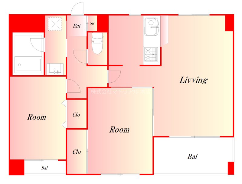 陽光大森マンション  406号室 間取り