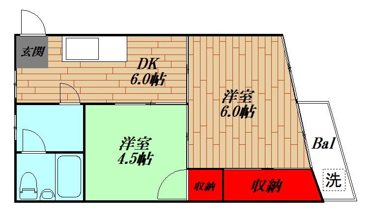 光ハウス 303号室 間取り