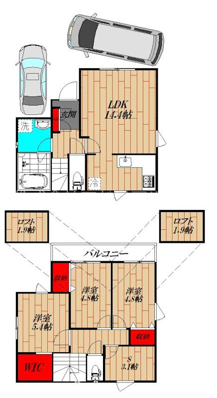 QLAZO柏市みどり台貸家 間取り図