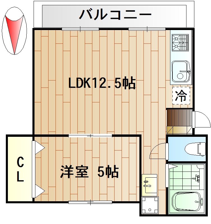 カシータ・すみよし  B-1号室 間取り