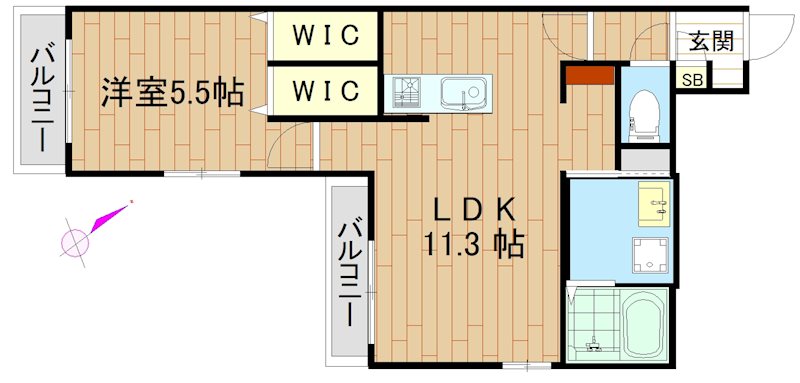 サンク元住吉  103号室 間取り