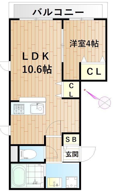 ボナウ元住吉 102号室 間取り