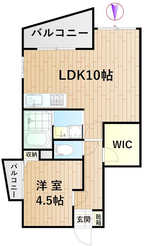 フラットリバーサイド 203号室 間取り