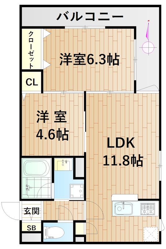 アルカディアナガセ 301号室 間取り