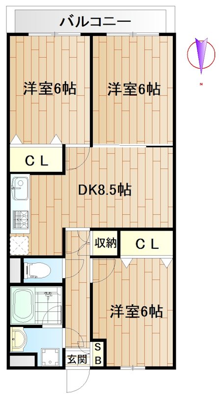 モンテ鹿島 509号室 間取り