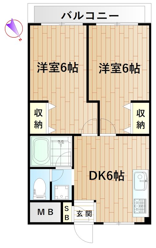 シャルマン元住吉  205号室 間取り