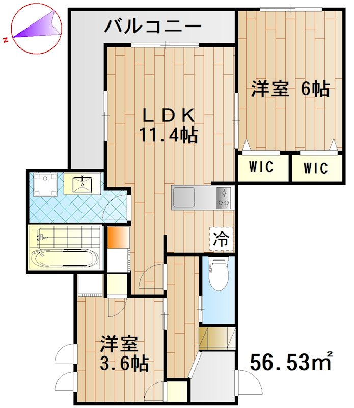 サンク元住吉  201号室 間取り