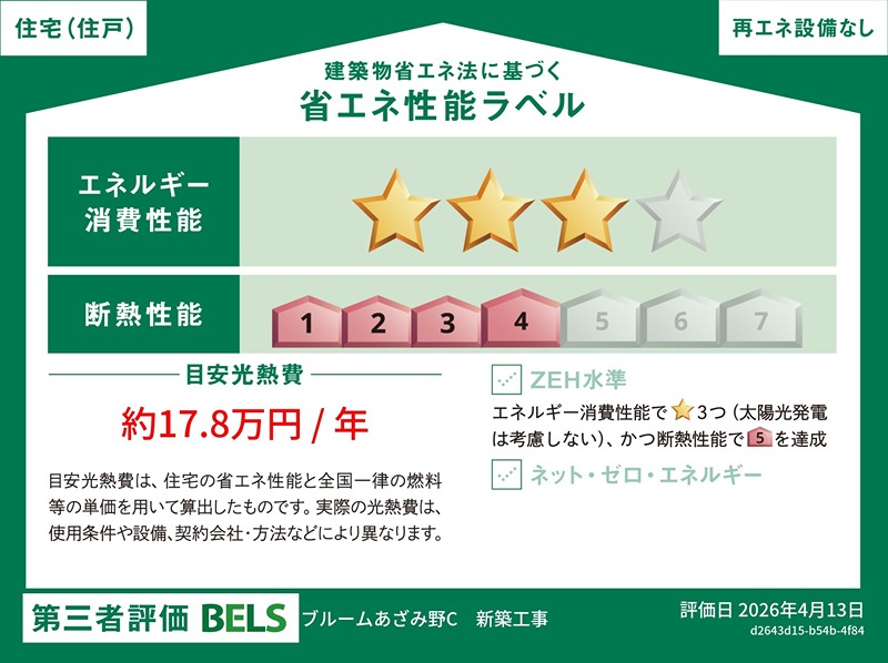 ブルームあざみ野Ｃ 省エネ性能ラベル