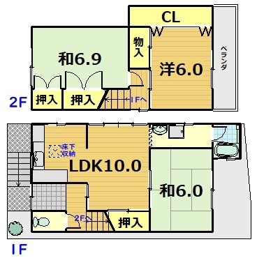 深草大亀谷大山町貸家 間取り