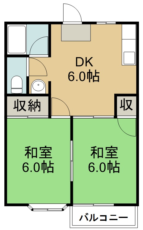 コーポ芳賀Ａ棟 202号室 間取り