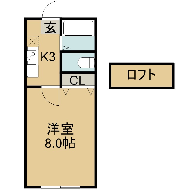 ホワイトキャッスル鈴雄Ａ棟 102号室 間取り