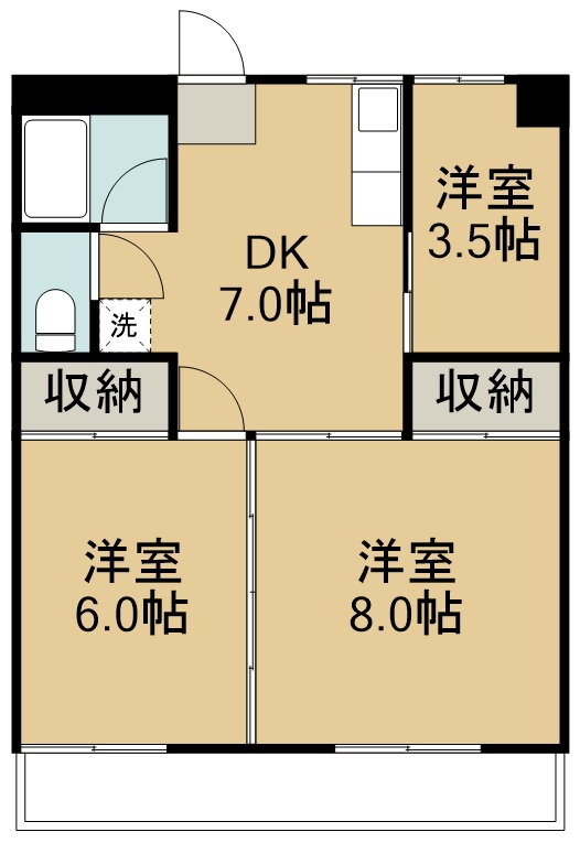 渡幸ベルメゾン苦竹 202号室 間取り