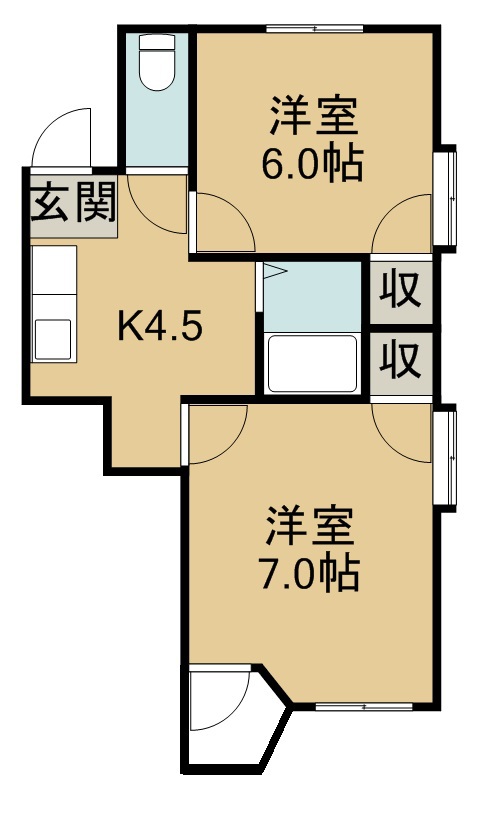 ホワイトキャッスル宮城野Ⅲ 201号室 間取り