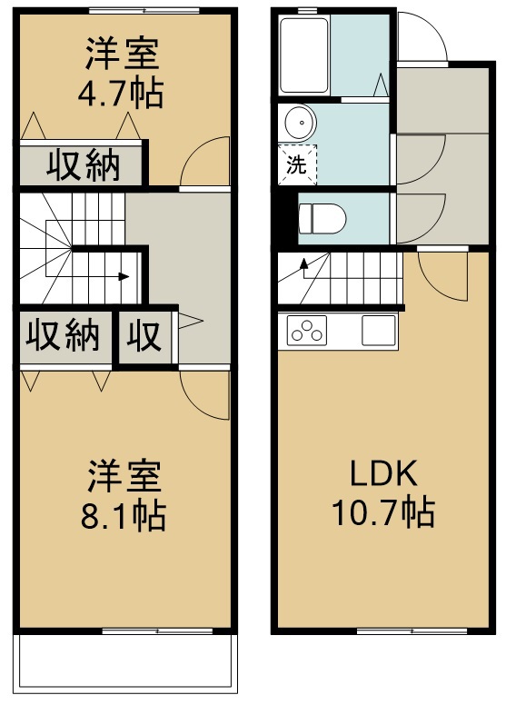 タウンハウス白萩 102号室 間取り