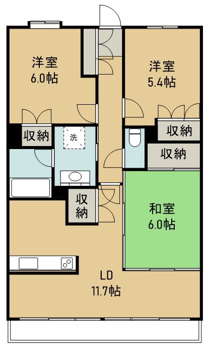 東仙台六番館 406号室 間取り