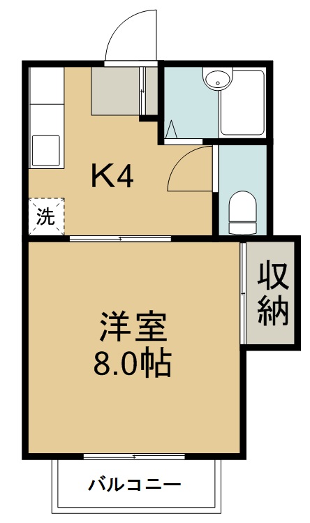 大和町ハイツ 202号室 間取り