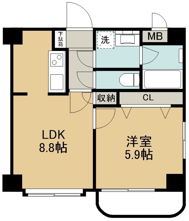 クラベール 202号室 間取り