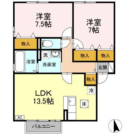 キャトルスクアール本宮　Ｃ 間取り
