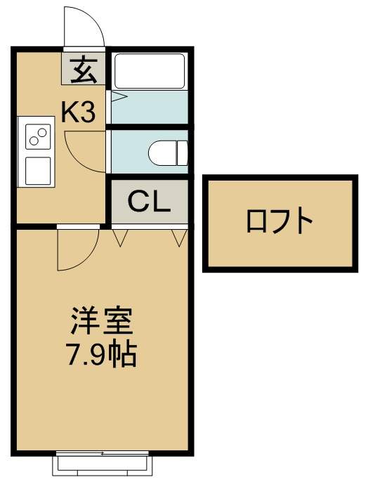 ホワイトキャッスル遠見塚７番館 202号室 間取り