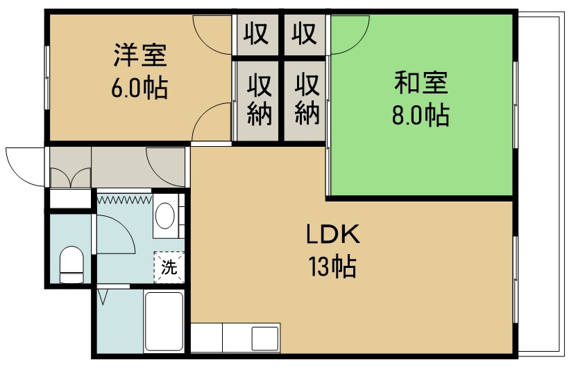 大和町レジデンス 205号室 間取り