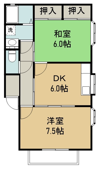 栄ビレッヂ B号室 間取り