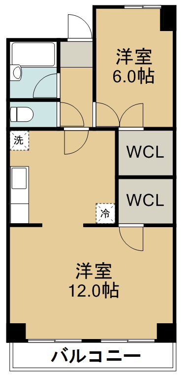 二軒茶屋グランドハイツ 403号室 間取り