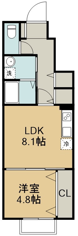 レスタル福室 102号室 間取り