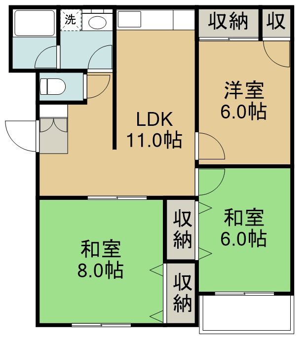 パルコート山本 202号室 間取り