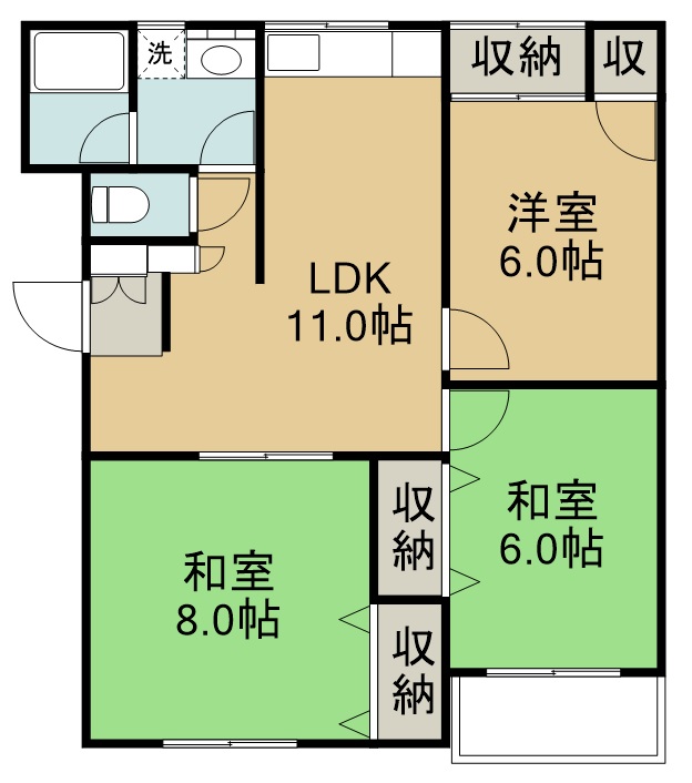 パルコート山本 202号室 間取り