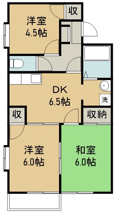 サンフラワー 206号室 間取り