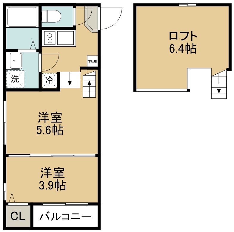 アジュール東新丁 205号室 間取り