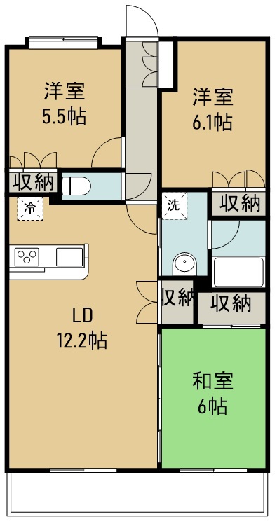 東仙台六番館 604号室 間取り