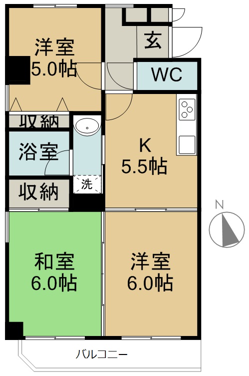 オンディーヌ 301号室 間取り