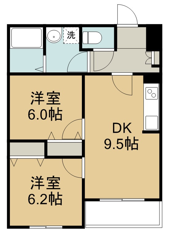 メリディアンなないろの里　四番館 302号室 間取り