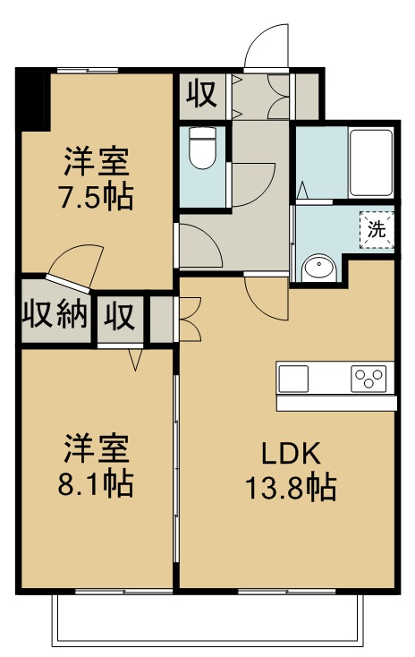 アークデュオ仙台苦竹 613号室 間取り