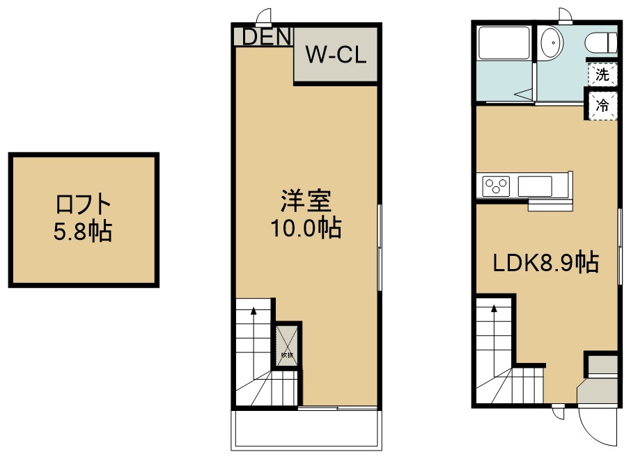 （仮称）若林１丁目アパートＢ棟 106号室 間取り