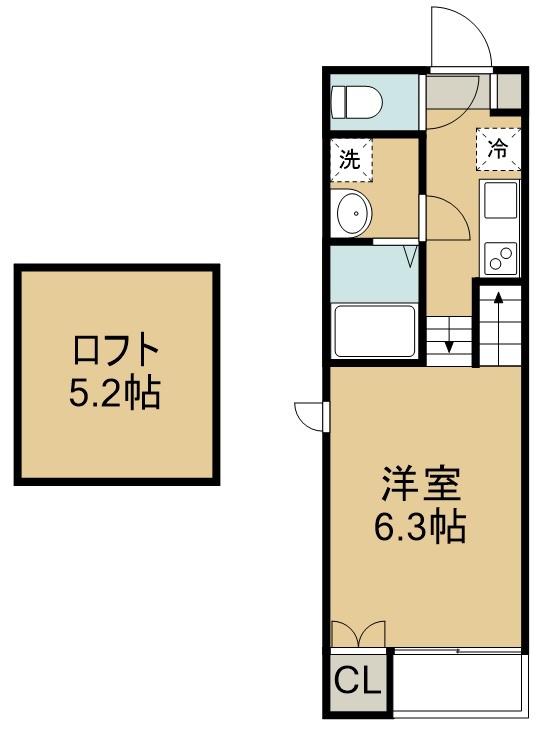 （仮称）若林１丁目アパートＢ棟 101号室 間取り