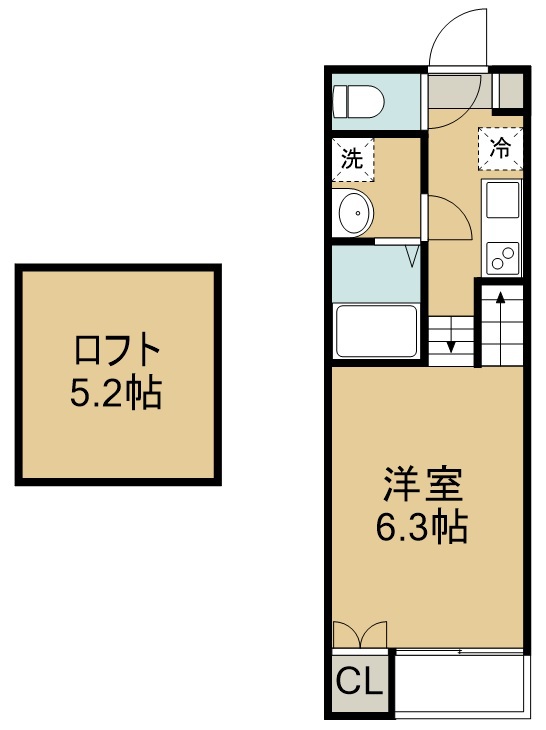 （仮称）若林１丁目アパートＢ棟 203号室 間取り