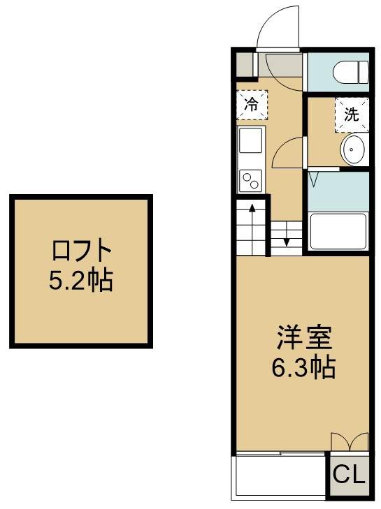 （仮称）若林１丁目アパートＡ棟 205号室 間取り