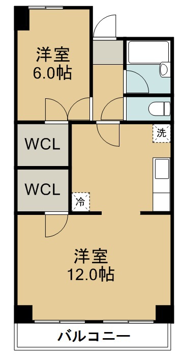 二軒茶屋グランドハイツ 402号室 間取り