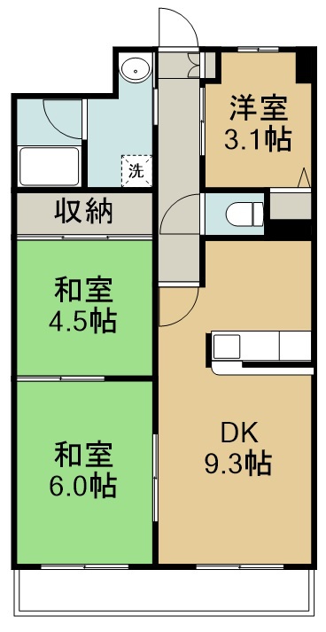 エミネンス宮城野 305号室 間取り