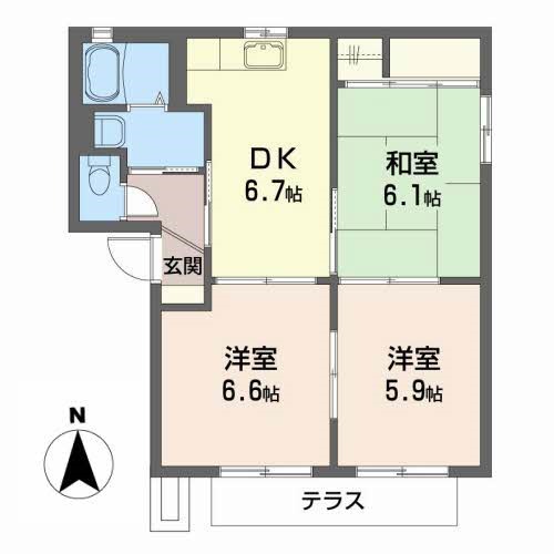 プープリエＡ 102号室 間取り