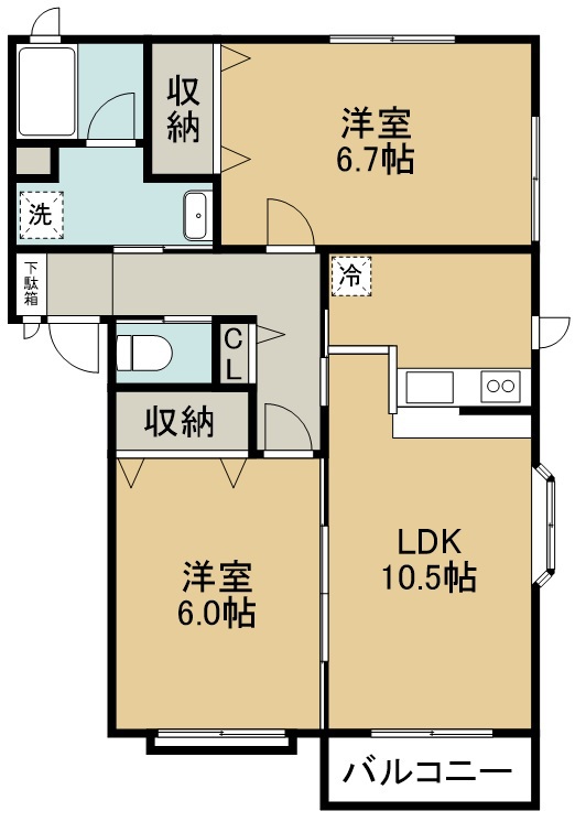 エレガンスＫＡＴＯＨ　Ⅵ 202号室 間取り